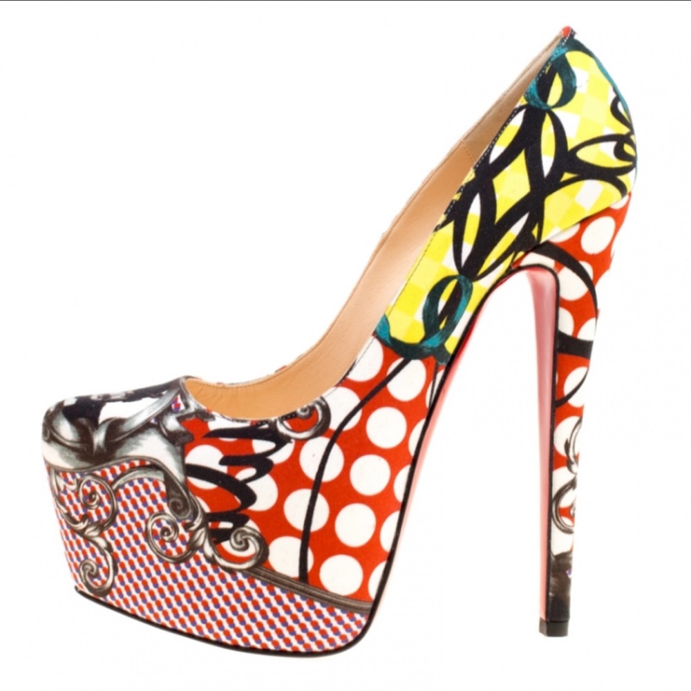 Christian Louboutin Multicolor Graphic Platform Heels